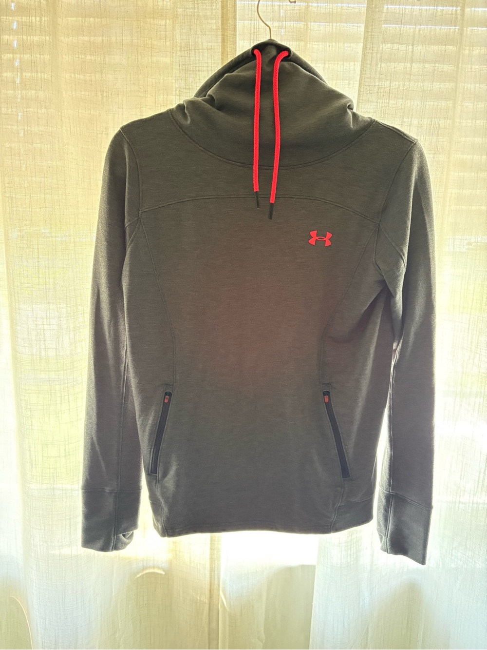 Under Armour Men's Charcoal Hoodie with Red Accents